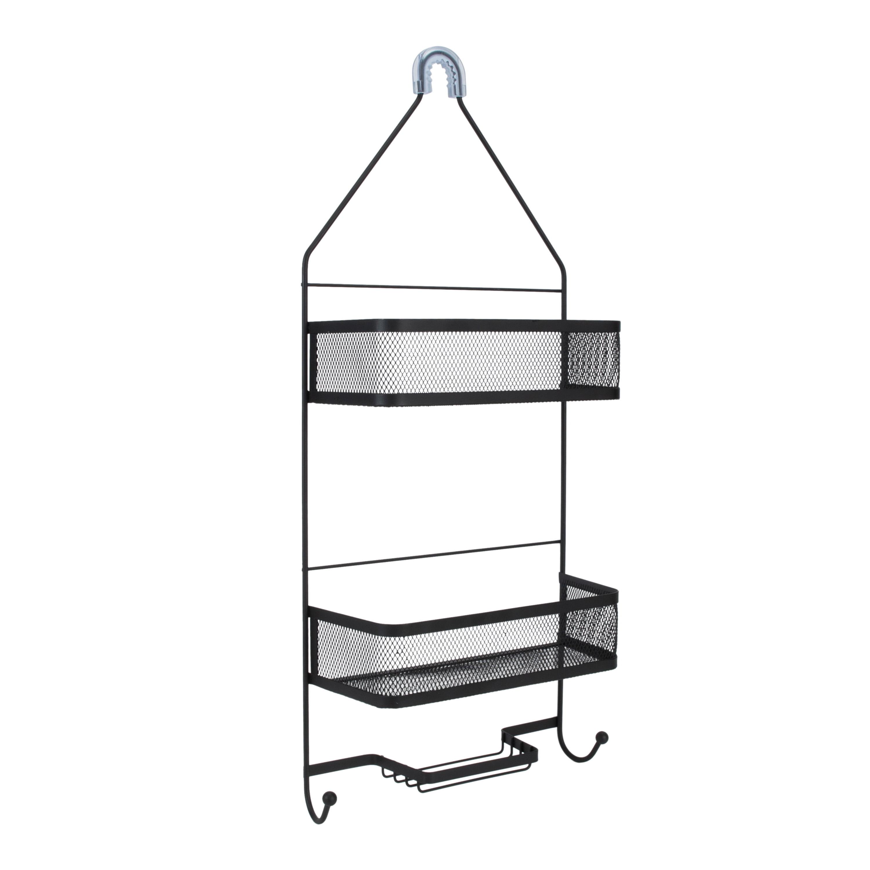 Bath Bliss Mesh Collection Deluxe Two Shelf Shower Caddy in Matte Black