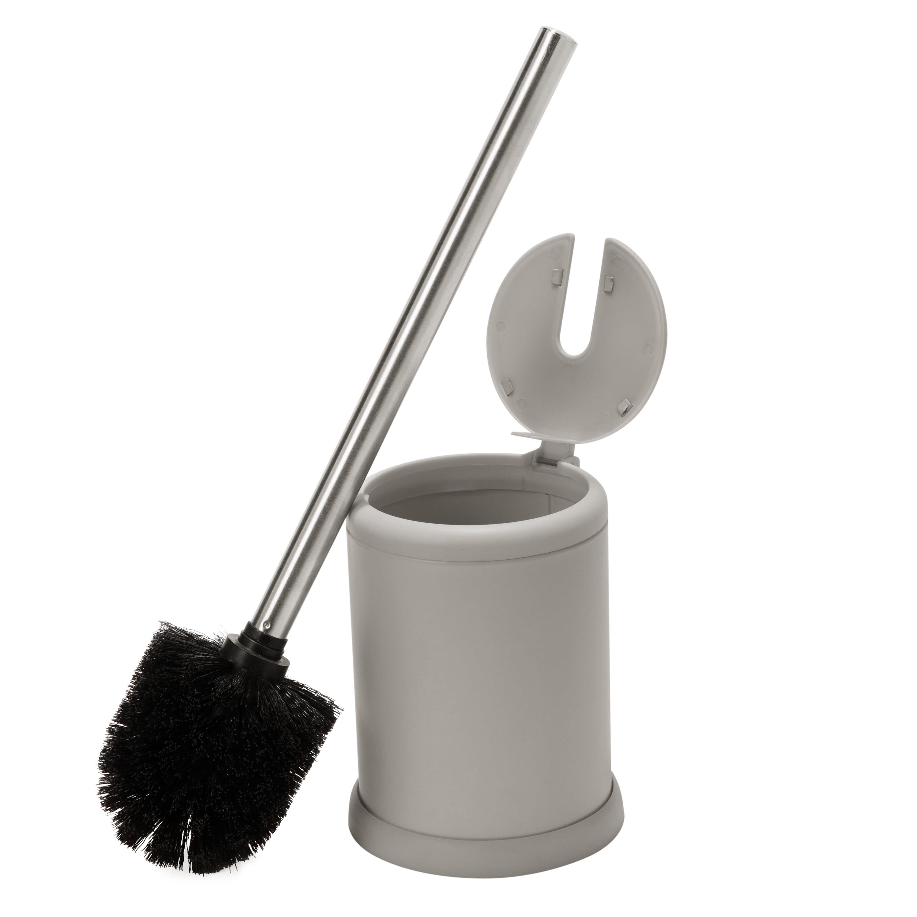 Bath Bliss Toilet Brush with Closing Lid Gray: Polypropylene & Metal, 15.4" Height, Bathroom Cleaning Accessory