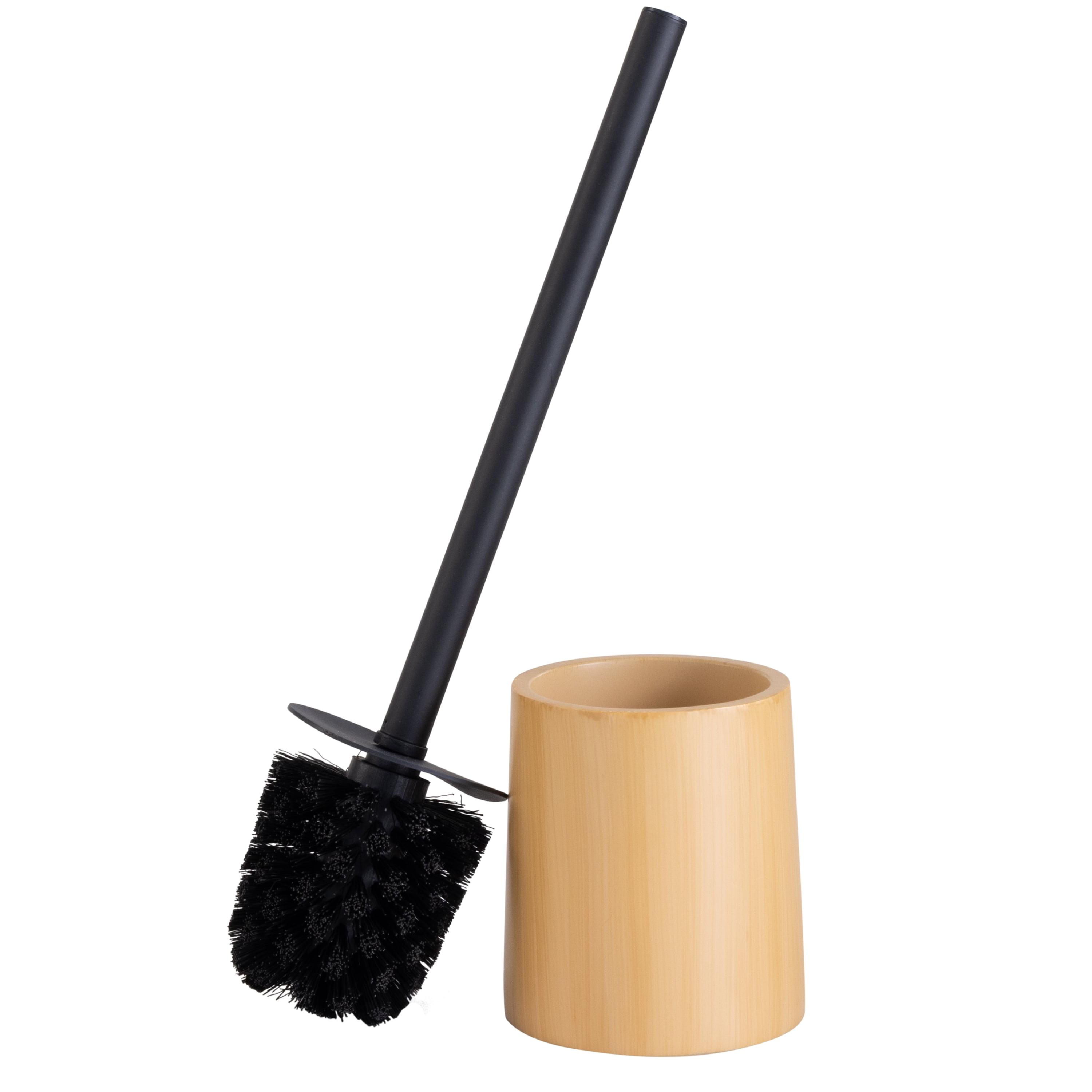 Natural Wood Finish Toilet Brush with Holder