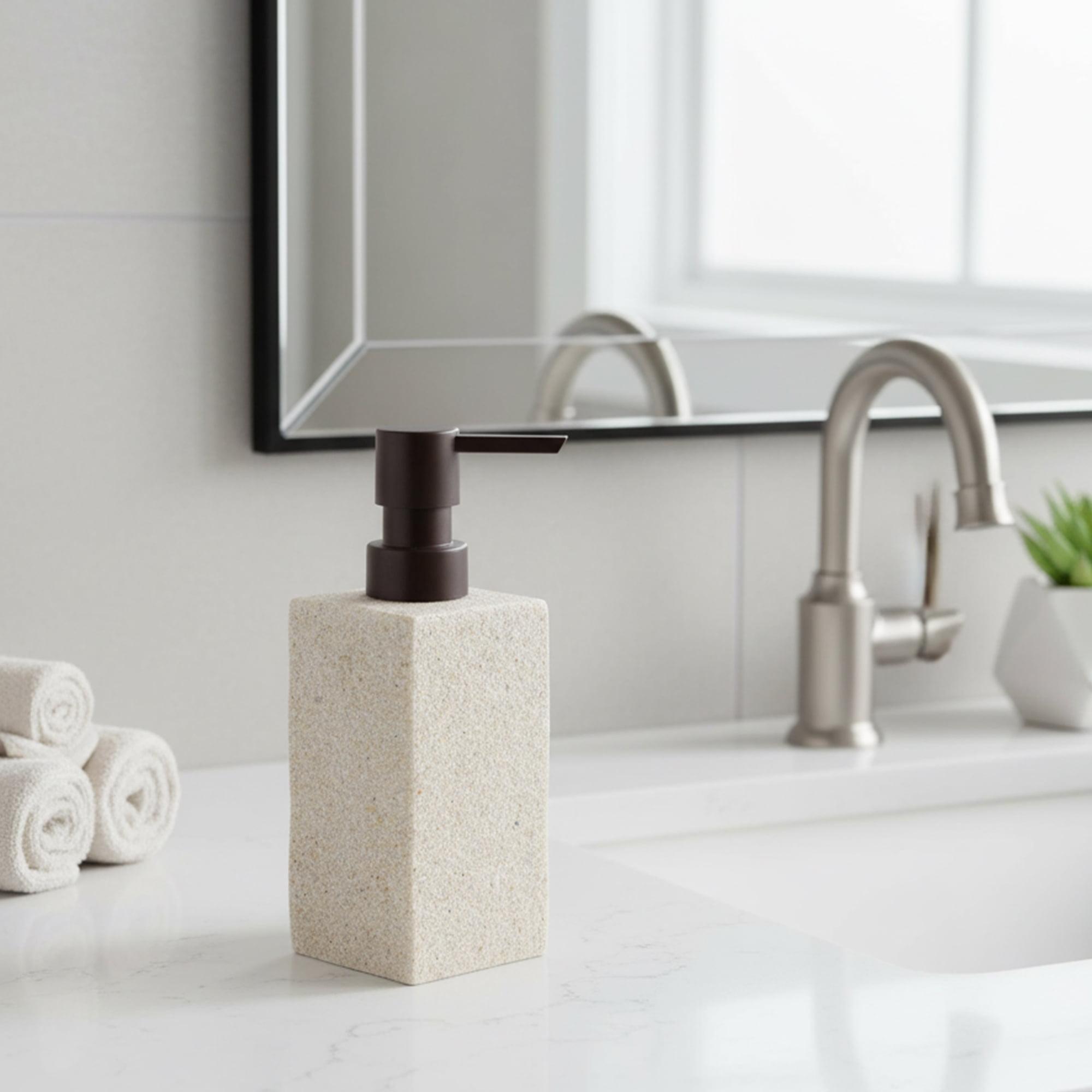 Evideco Stone Bath Square Resin Hand Soap & Lotion Dispenser