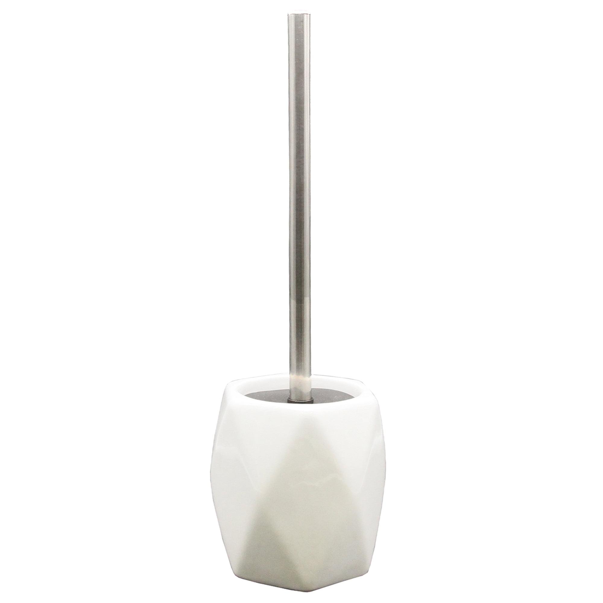 Evideco French Home Goods Elegant Diamond-Shaped Toilet Brush Set - Modern Stoneware Design with Stainless Steel Handle and Replaceable Brush Head