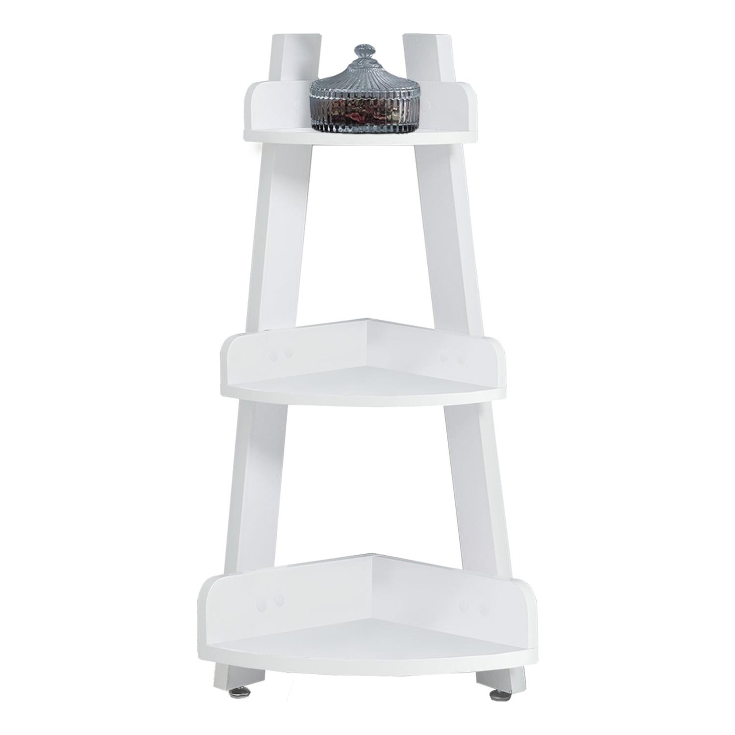 Contemporary White Solid Wood 3-Tier Corner Etagere