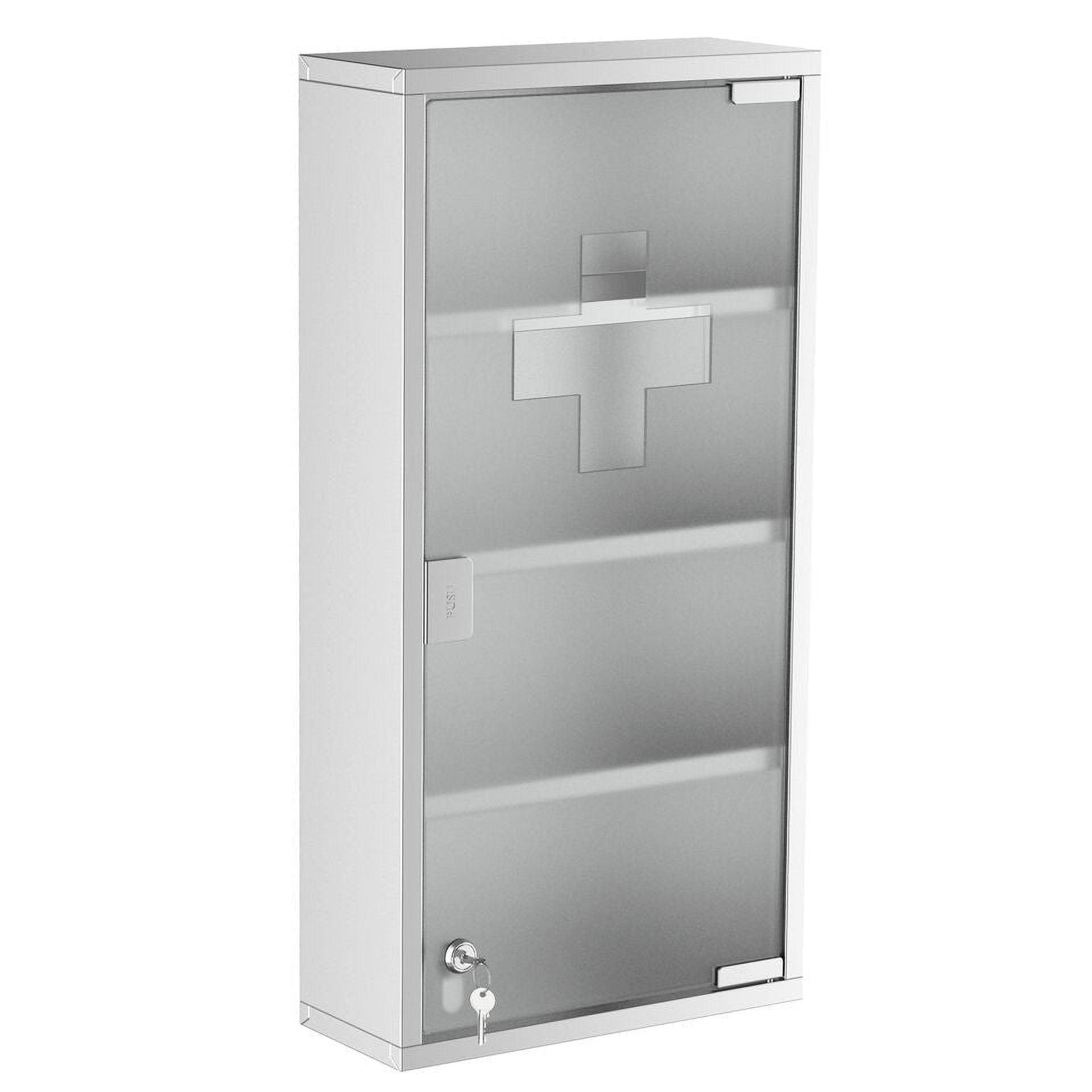 kleankin LED Lighted Medicine Cabinet with Mirror, Wall-Mounted Plug-In Bathroom Organizer with 3 Storage Shelves