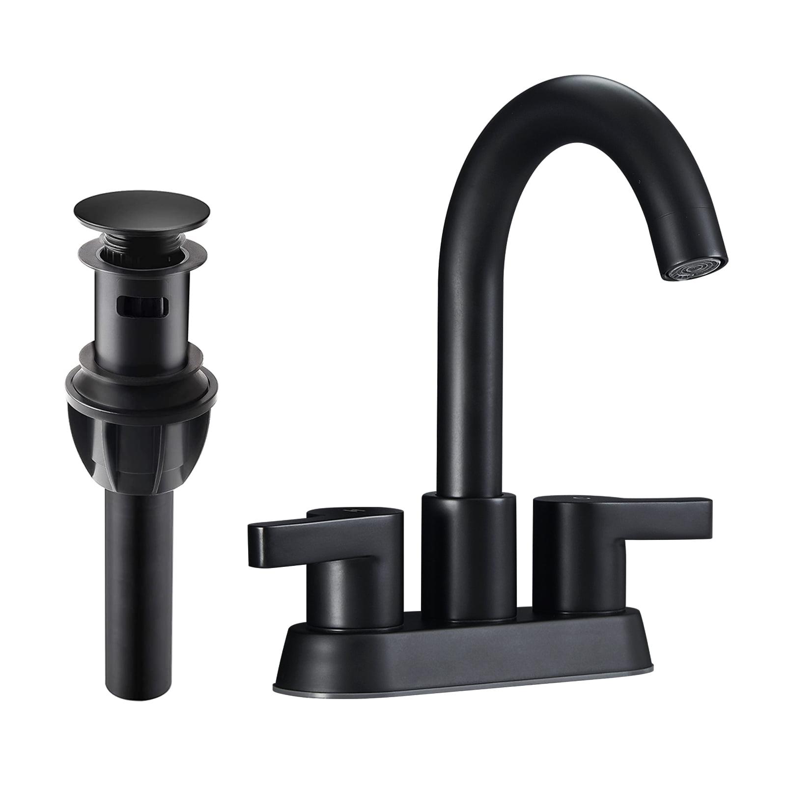 Matte Black 4-Inch Centerset Bathroom Faucet with Pop-Up Drain