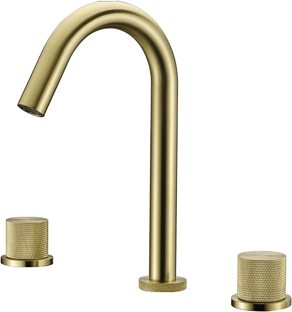 Brushed Gold Brass 2-Handle Widespread Bathroom Faucet