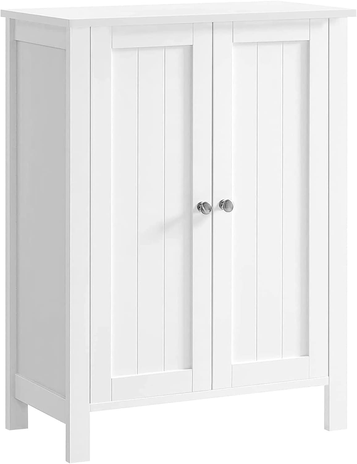 Bathroom Floor Storage Cabinet, Bathroom Storage Unit with 2 Adjustable Shelves, Bathroom Cabinet Freestanding, 11.8 x 23.6 x 31.5 Inches, White UBCB60W