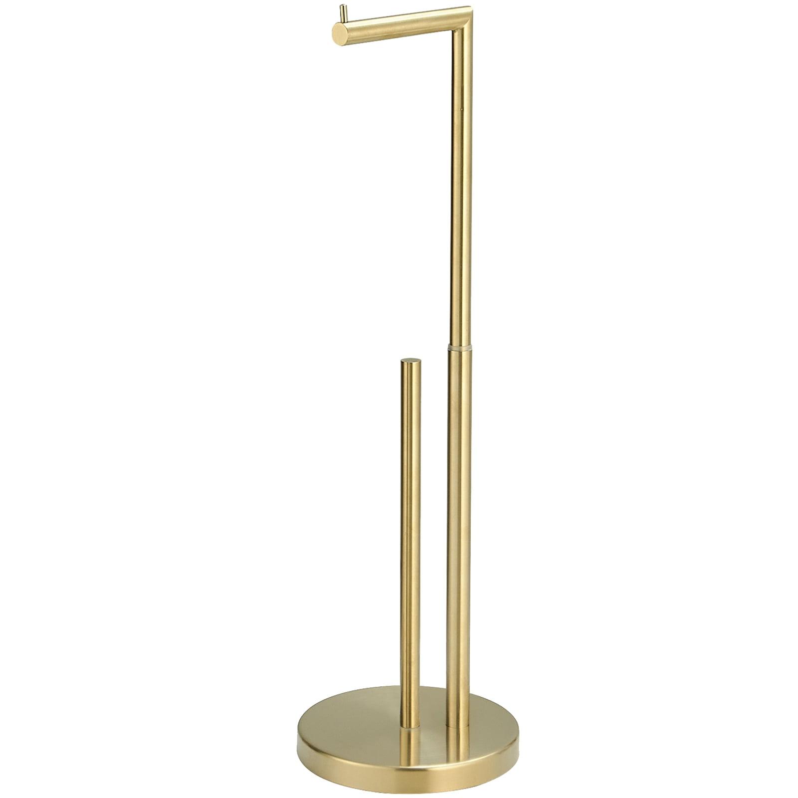 BWE Bathroom Freestanding Toilet Paper Holder Stand with Reserver in Brushed Gold