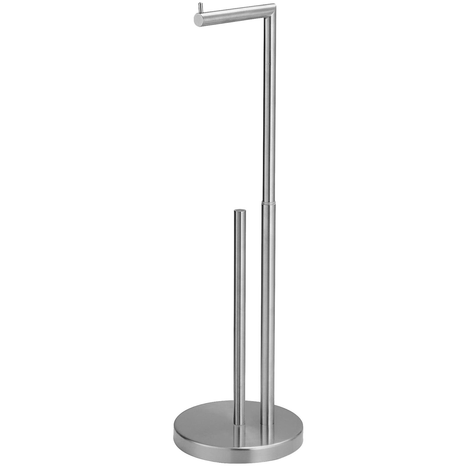 Brushed Nickel Freestanding Toilet Paper Holder with Reserve