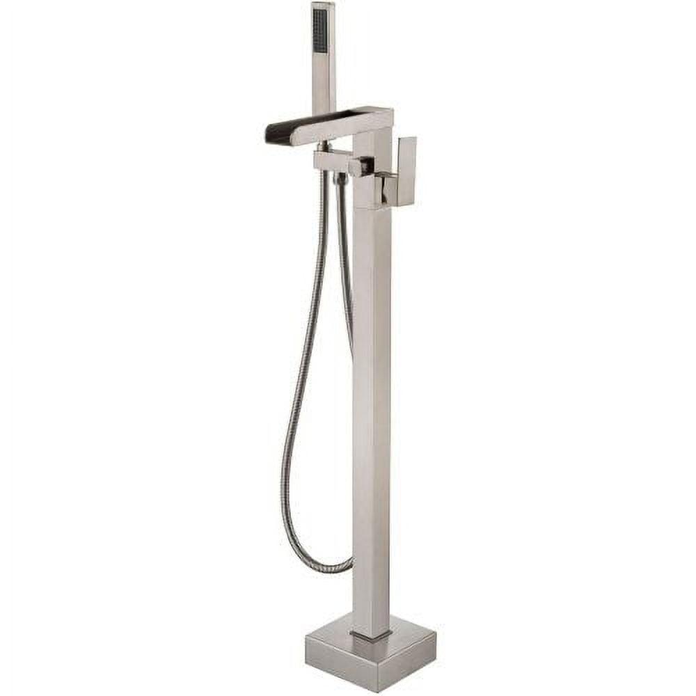 Brushed Nickel Freestanding Waterfall Tub Filler with Hand Shower