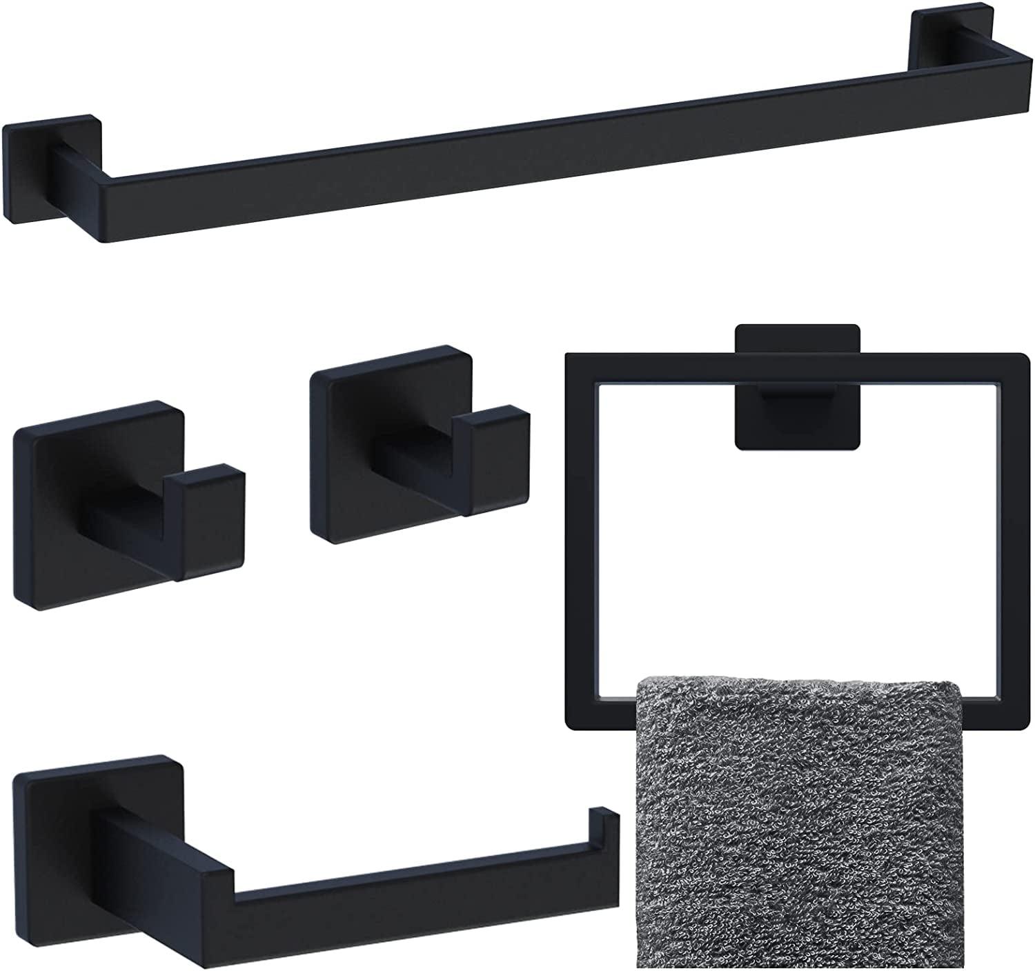 Matte Black Stainless Steel 5-Piece Bathroom Hardware Set