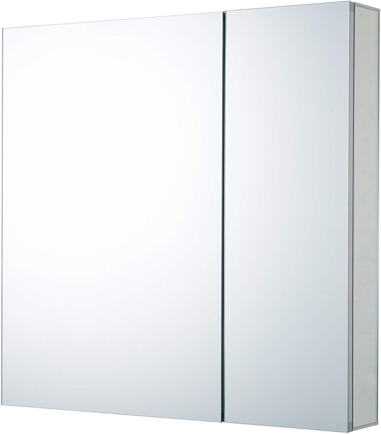 30" x 30" Aluminum Mirrored Medicine Cabinet with Adjustable Shelves