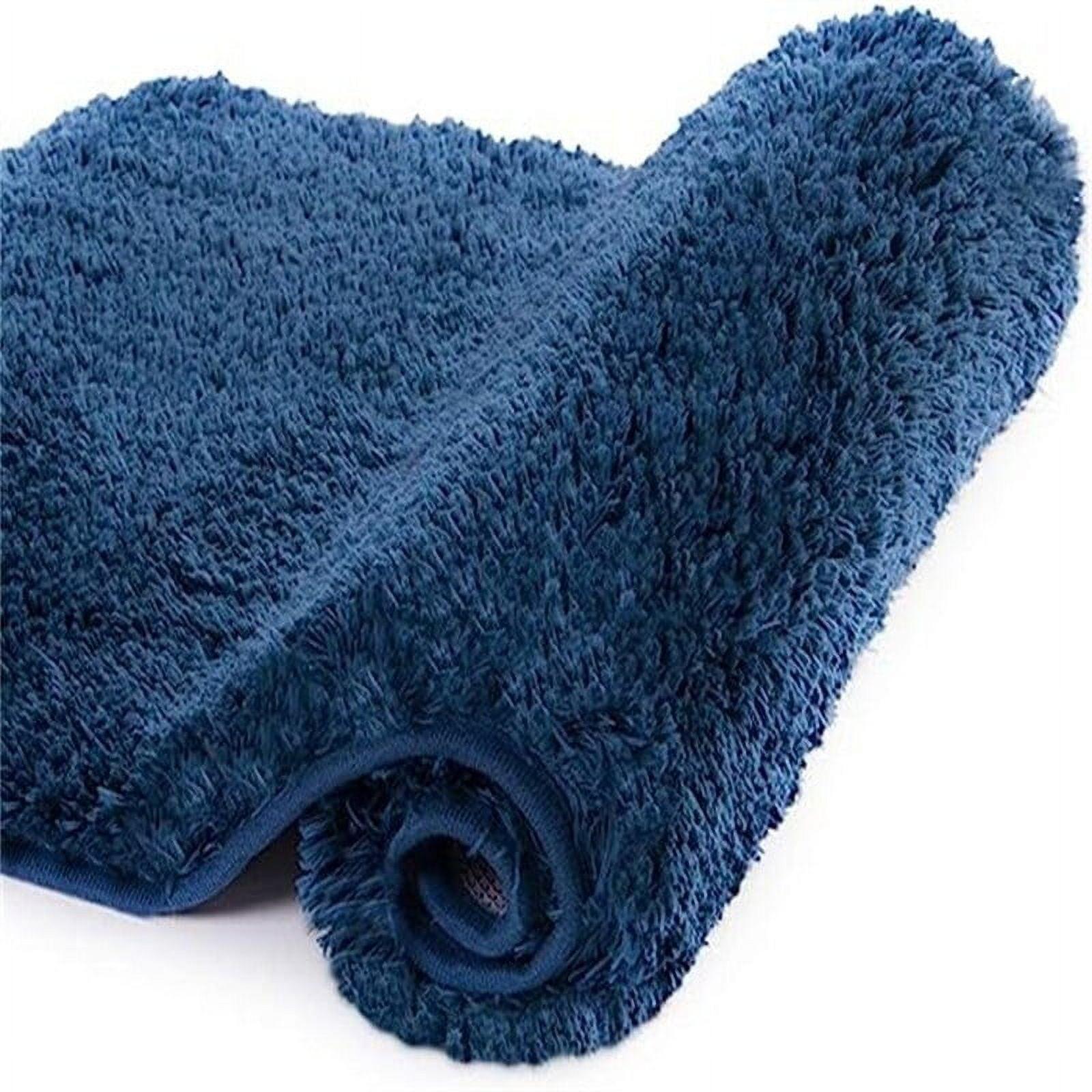 Navy Blue Microfiber Non-Slip Bathroom Rug 24" x 60"