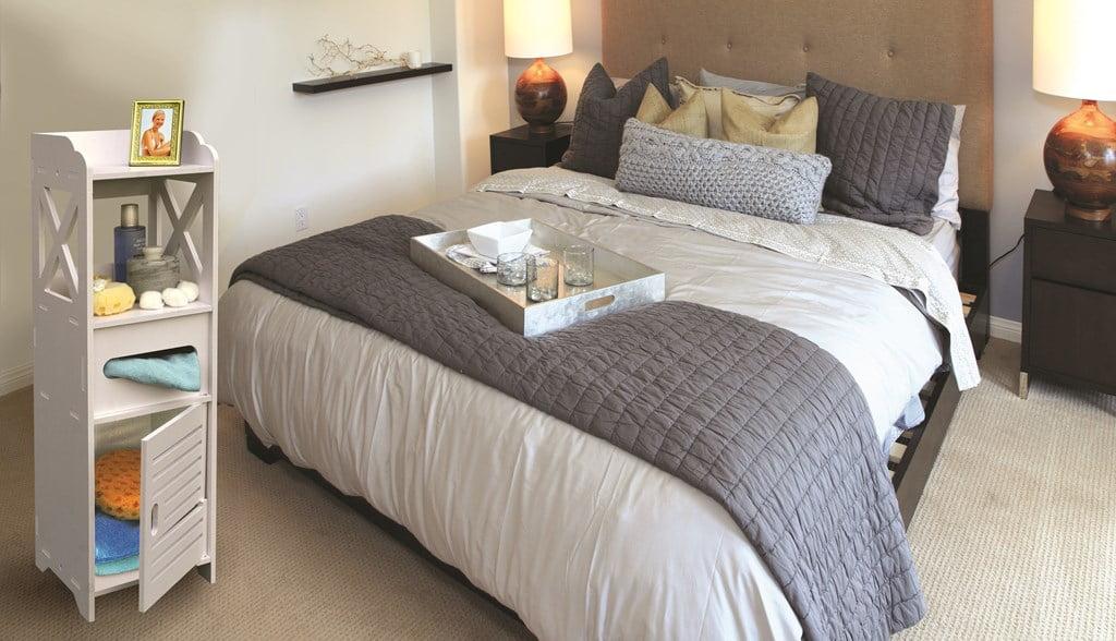 Bathroom Storage Cabinet Tower - Freestanding Shelf Unit with Tissue H