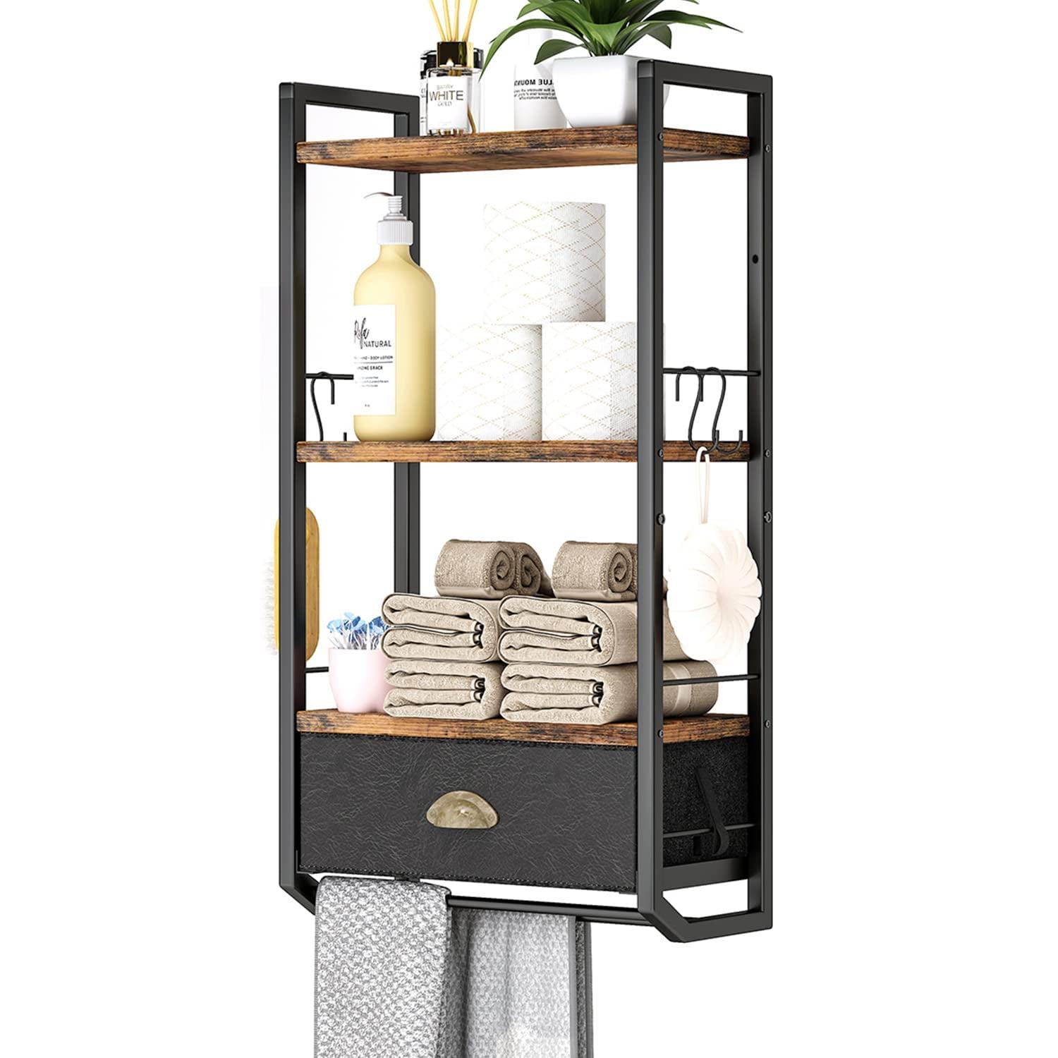 Industrial Black and Brown 3-Tier Over-the-Toilet Storage Organizer