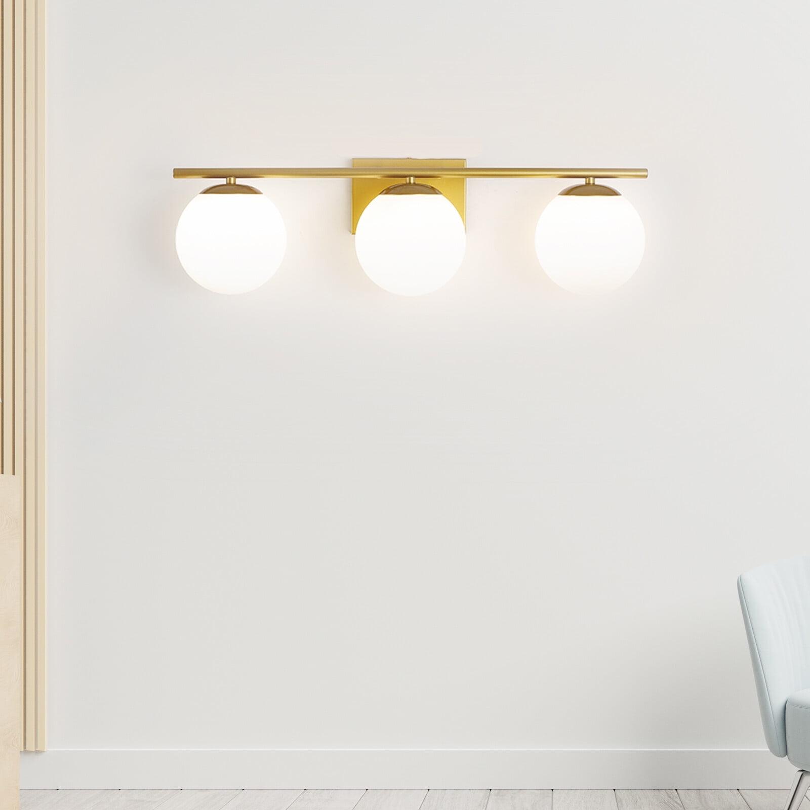 Bathroom Vanity Light Fixtures 3 Lights Gold with Milk White Glass Globe Modern Industrial Bathroom Vanity Light Fixtures Over Mirror