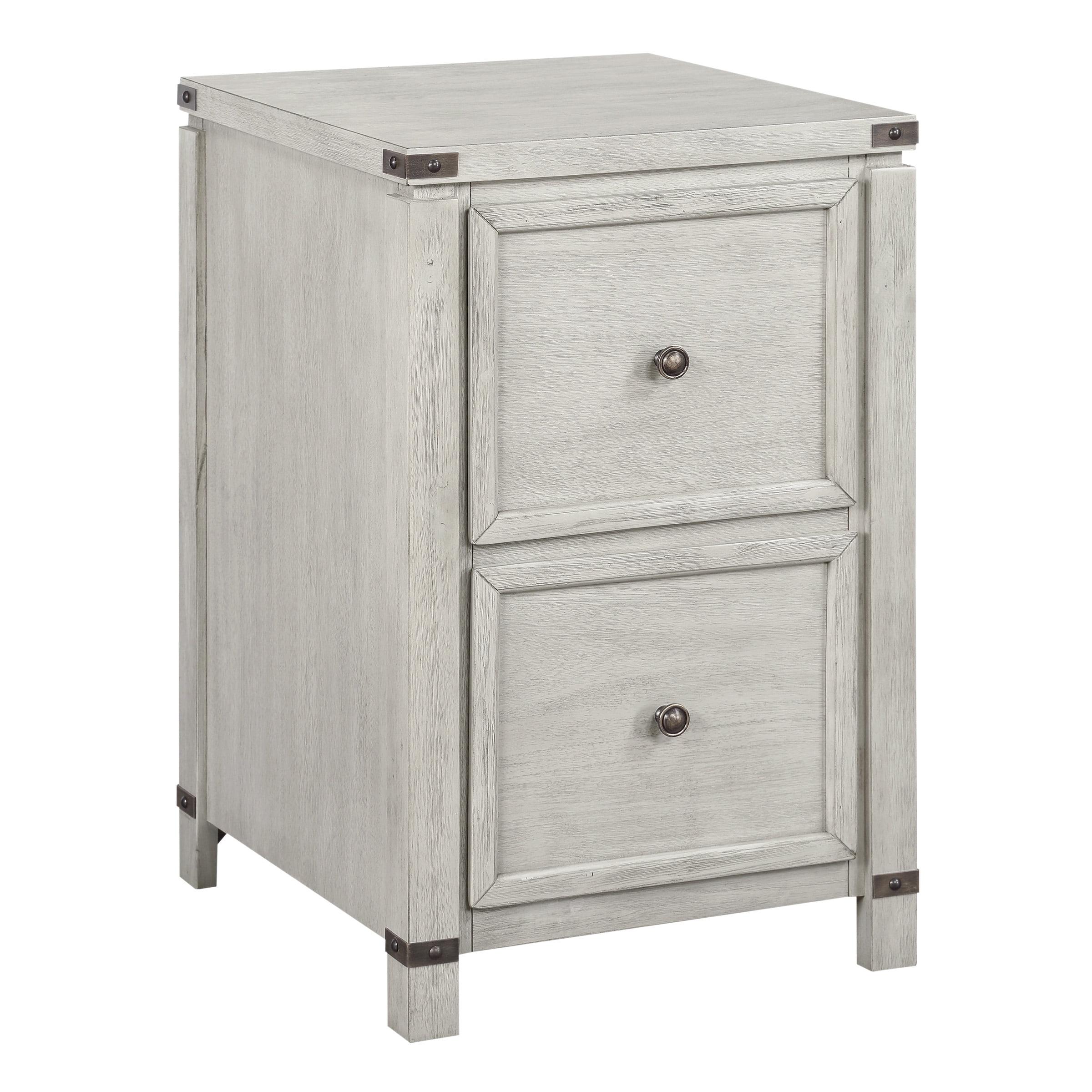 Champagne White Oak 2-Drawer File Cabinet with Metal Accents