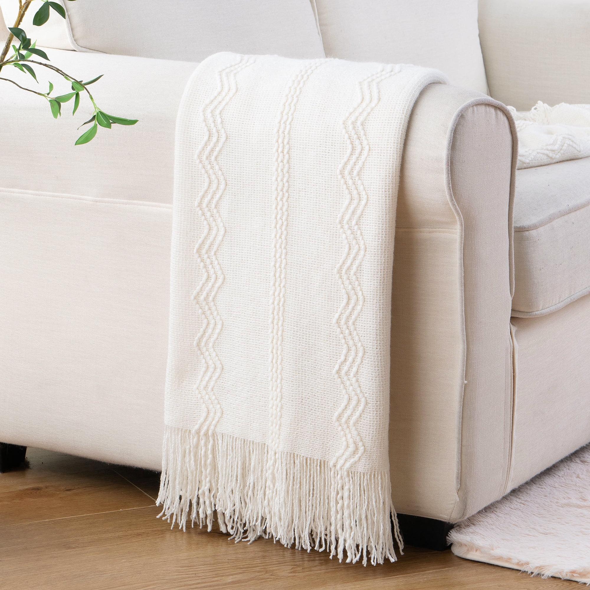 Battilo Home Throw Blanket For Couch, Solid Throw Blanket For Home Decor, Knit Throw Blankets For Bed, 50"X60"