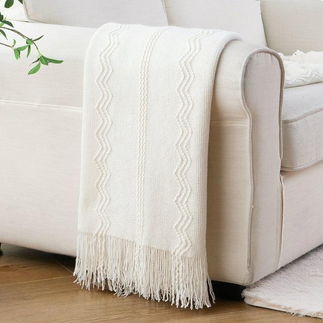 Battilo Home Throw Blanket For Couch, Solid Throw Blanket For Home Decor, Knit Throw Blankets For Bed, 50"X60"