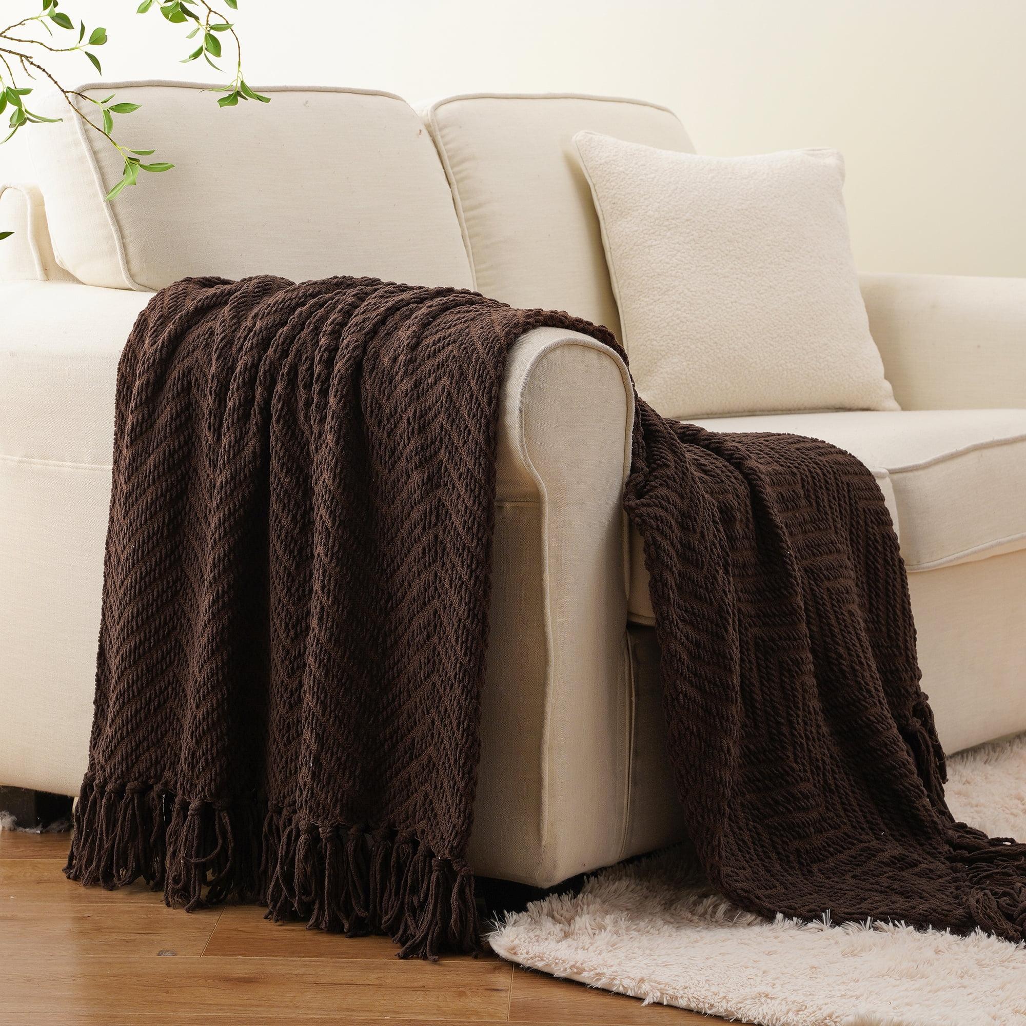 Battilo Home Throw Blanket for Couch, Super Soft Cozy Warm Throws for Twin Bed, Knit Woven Chenille Blanket Versatile for Sofa Bedroom Home Decor