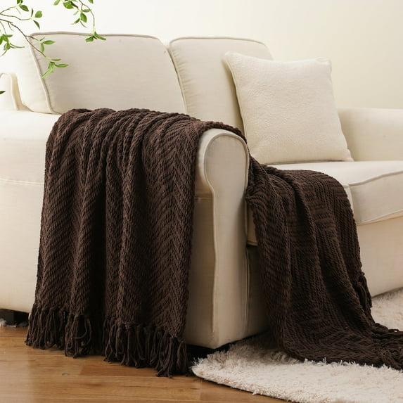 Battilo Home Throw Blanket for Couch, Super Soft Cozy Warm Throws for Twin Bed, Knit Woven Chenille Blanket Versatile for Sofa Bedroom Home Decor