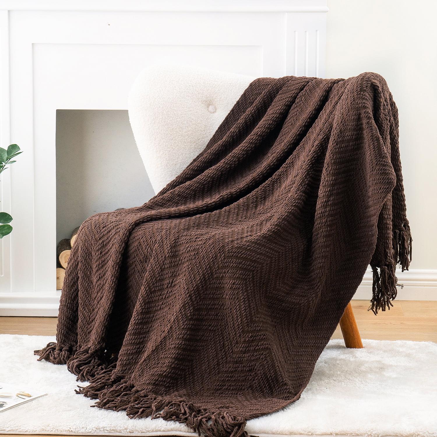 Battilo Home Throw Blanket for Couch, Super Soft Cozy Warm Throws for Twin Bed, Knit Woven Chenille Blanket Versatile for Sofa Bedroom Home Decor