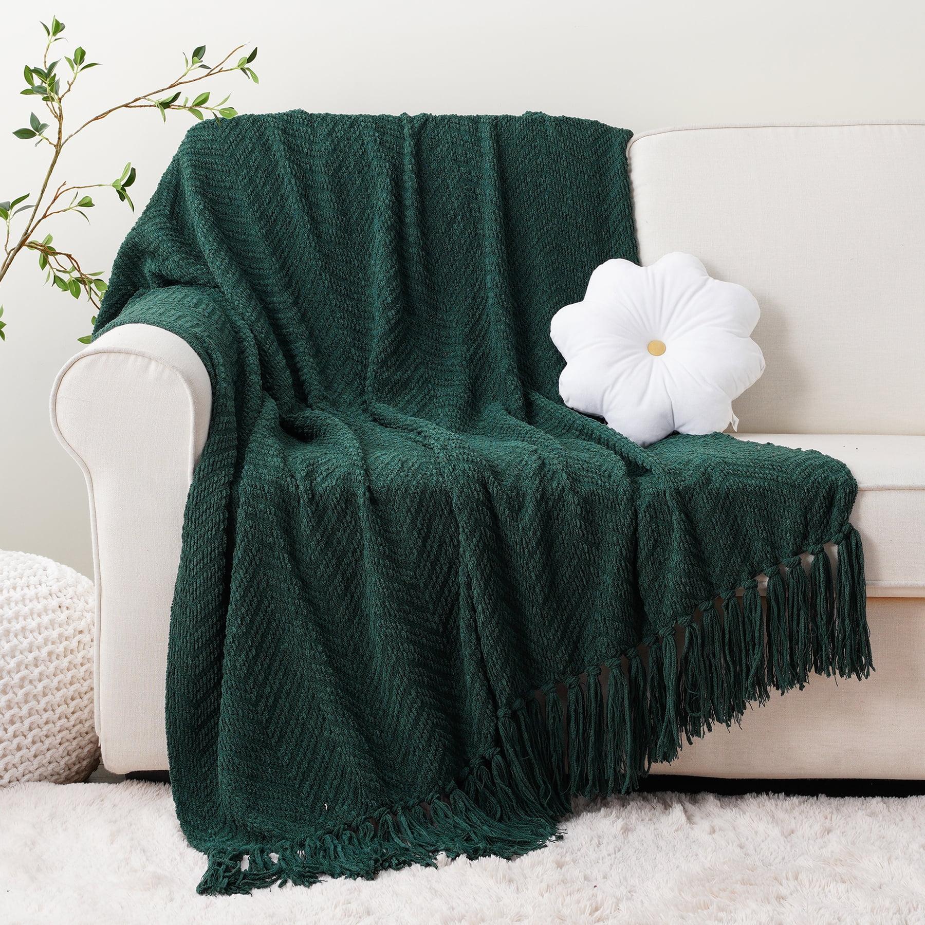 Battilo Home Throw Blanket for Couch, Super Soft Cozy Warm Throws for Twin Bed, Knit Woven Chenille Blanket Versatile for Sofa Bedroom Home Decor