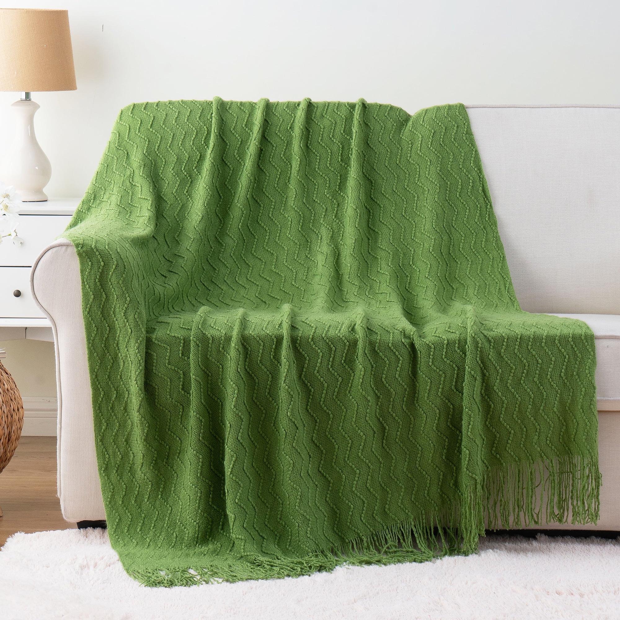 Battilo Home Throw Blanket for Couch, Textured Soft Throw Blankets, Decorative Knitted Blanket for Home Living Room Decor, 50"x60"