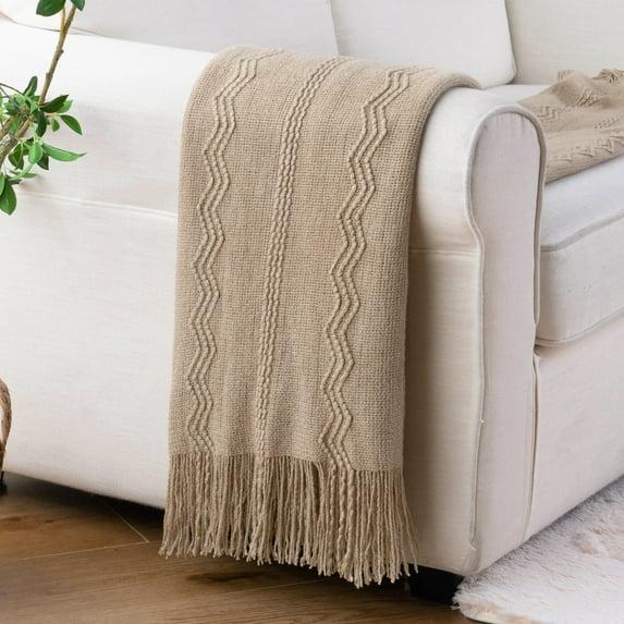 Battilo Home Throw Blanket For Couch, Solid Throw Blanket For Home Decor, Knit Throw Blankets For Bed, 50"X60"