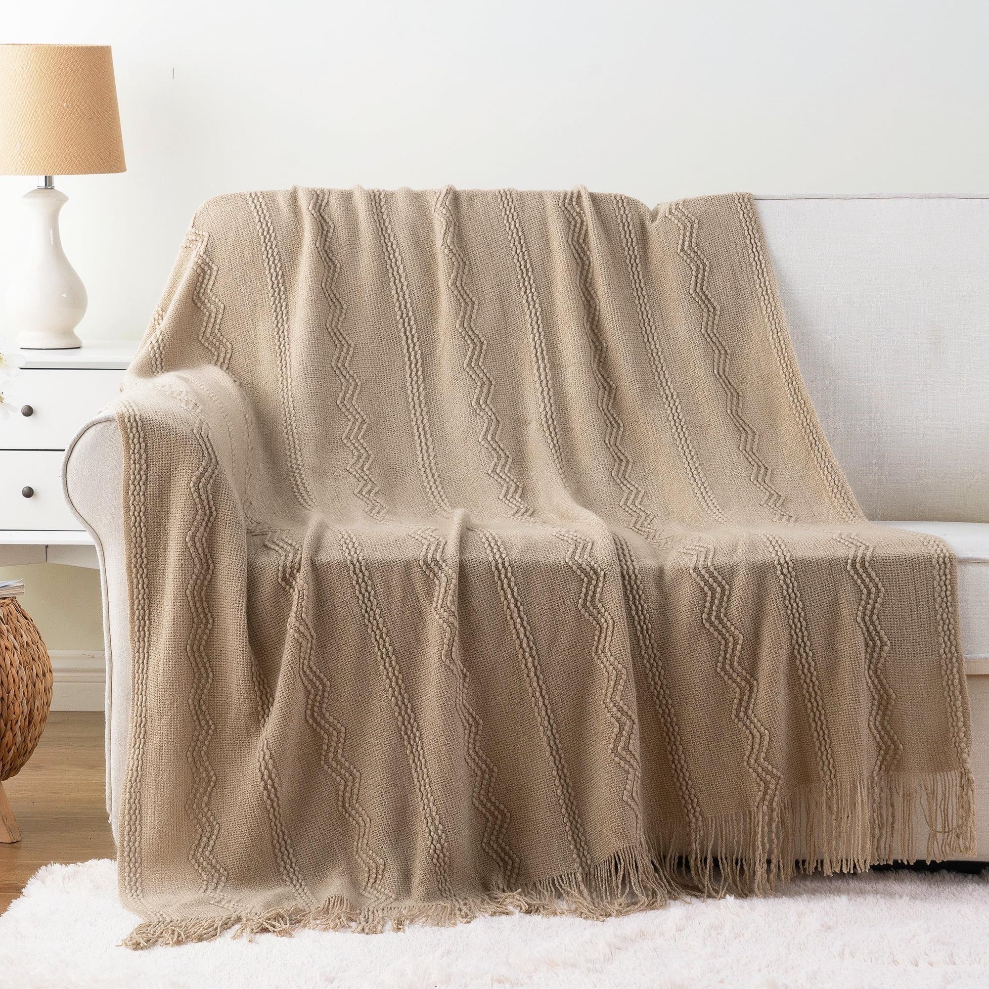 Battilo Home Throw Blanket For Couch, Solid Throw Blanket For Home Decor, Knit Throw Blankets For Bed, 50"X60"