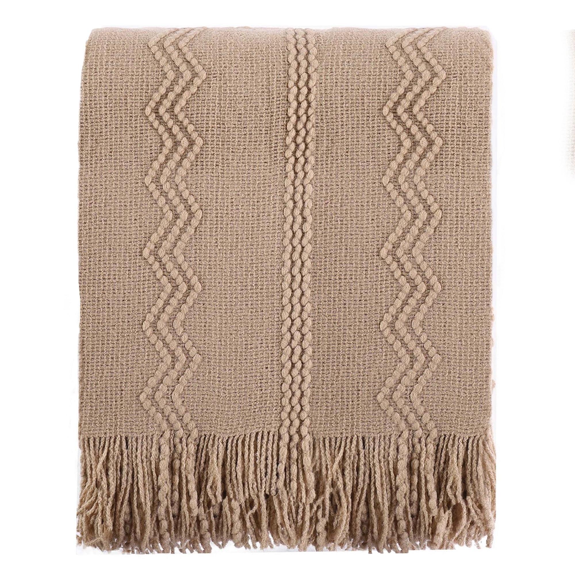 Battilo Home Throw Blanket For Couch, Solid Throw Blanket For Home Decor, Knit Throw Blankets For Bed, 50"X60"