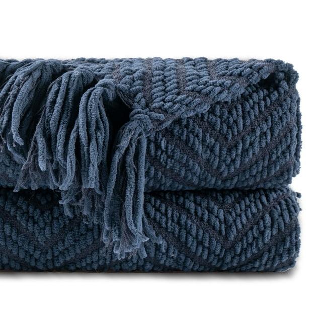 Battilo Home Throw Blanket for Couch, Super Soft Cozy Warm Throws for Twin Bed, Knit Woven Chenille Blanket Versatile for Sofa Bedroom Home Decor