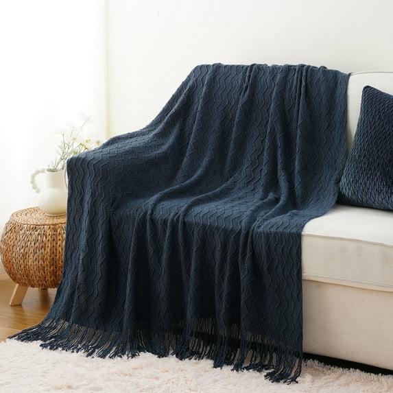 Battilo Home Throw Blanket for Couch, Textured Soft Throw Blankets, Decorative Knitted Blanket for Home Living Room Decor, 50"x60"