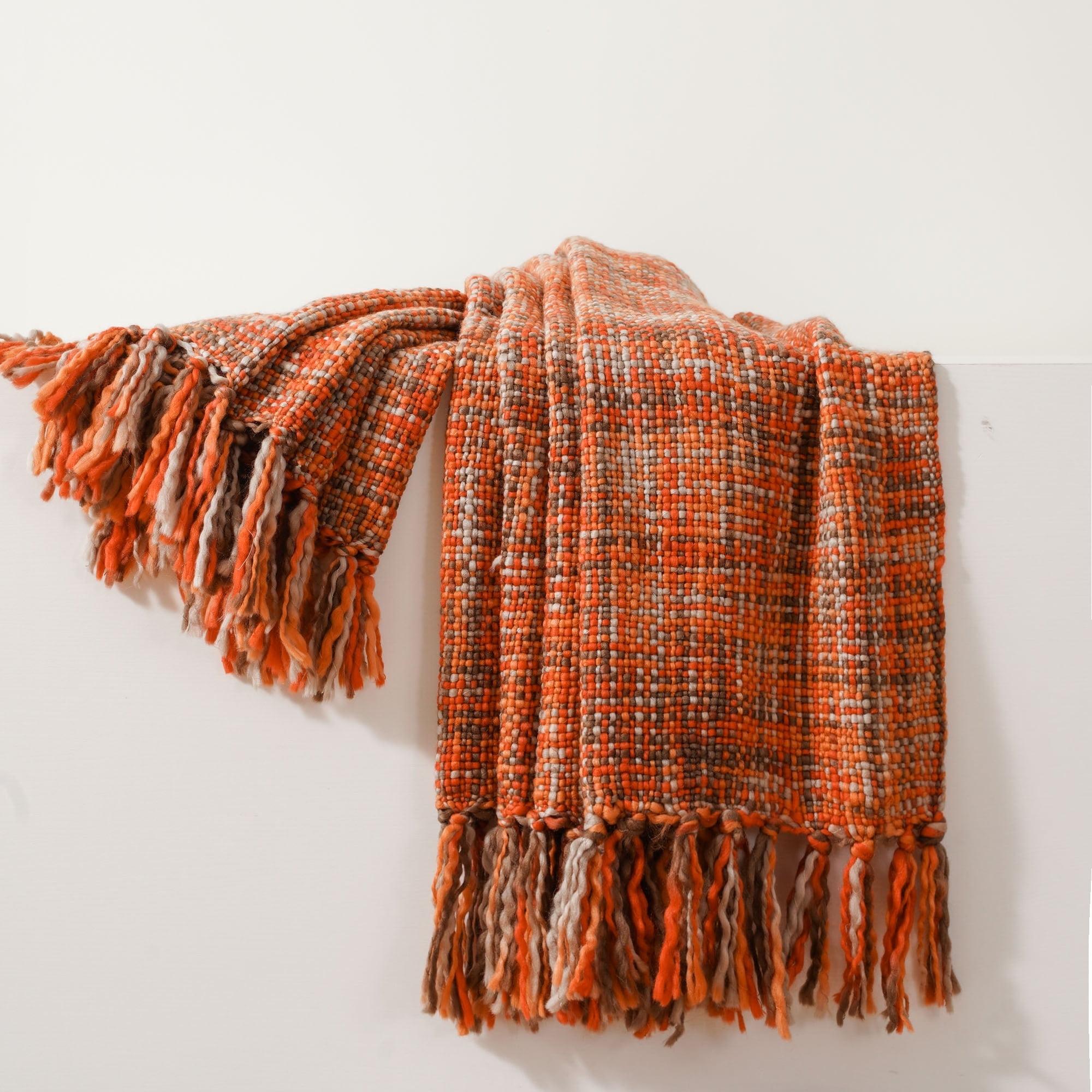 Battilo Home Rust Orange Throw Blanket For Couch, Bed, Boho Colorful Throw With Tassels, Halloween Decor, Fall Home Decor, 50"X60" | Wayfair