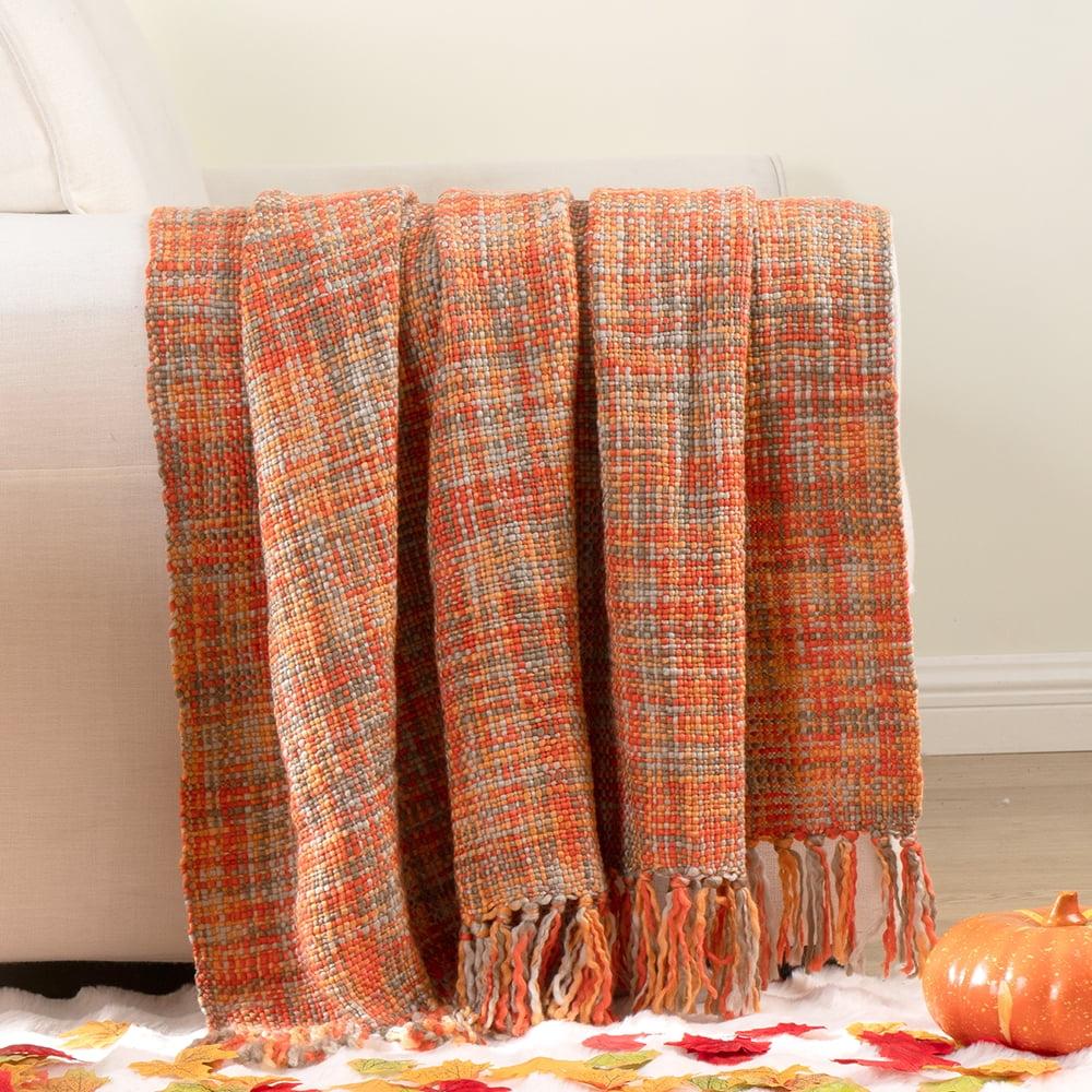 Battilo Home Rust Orange Throw Blanket For Couch, Bed, Boho Colorful Throw With Tassels, Halloween Decor, Fall Home Decor, 50"X60" | Wayfair