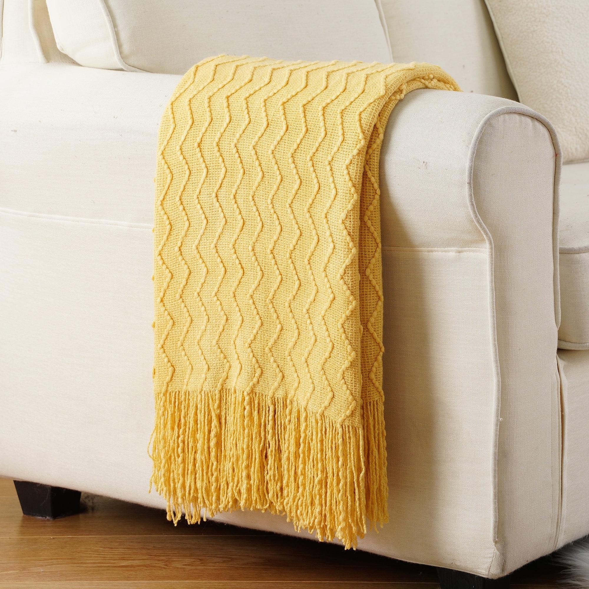 Battilo Home Throw Blanket for Couch, Textured Soft Throw Blankets, Decorative Knitted Blanket for Home Living Room Decor, 50"x60"