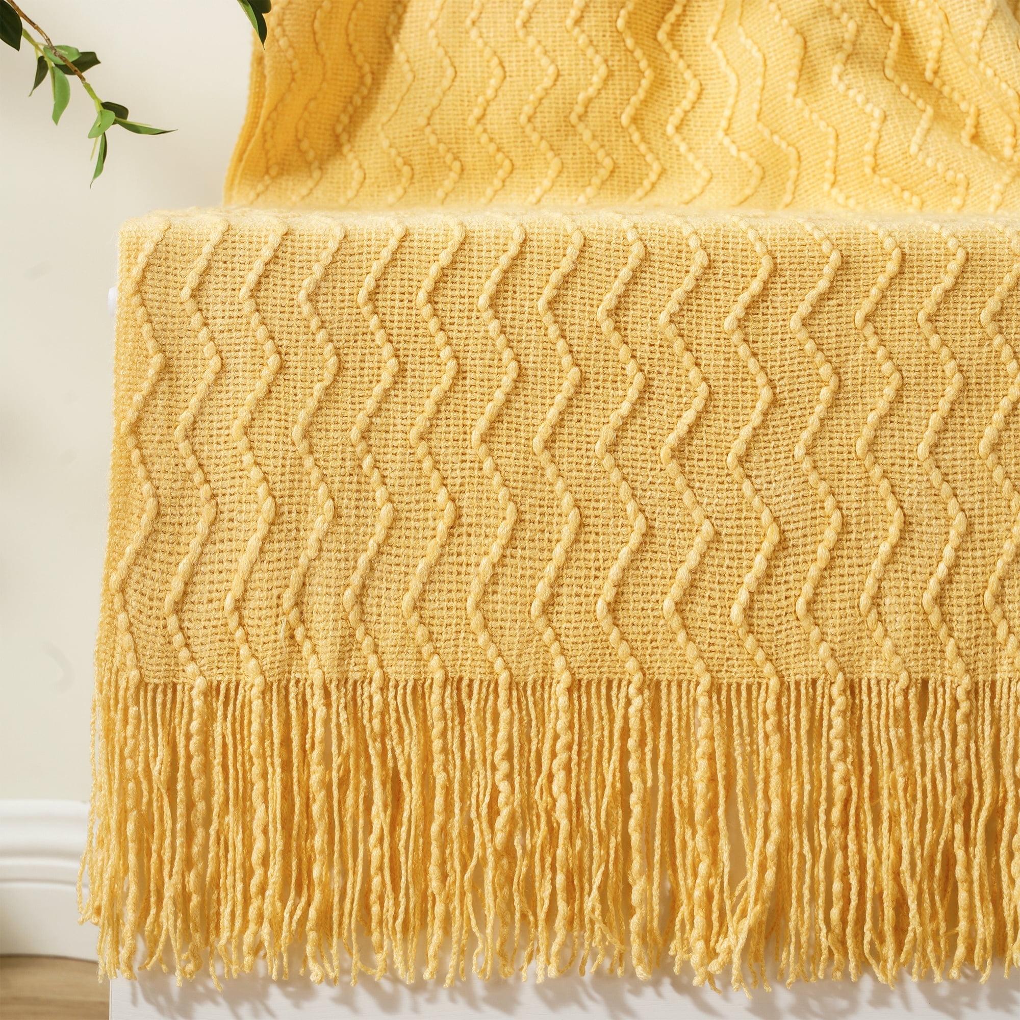 Battilo Home Throw Blanket for Couch, Textured Soft Throw Blankets, Decorative Knitted Blanket for Home Living Room Decor, 50"x60"