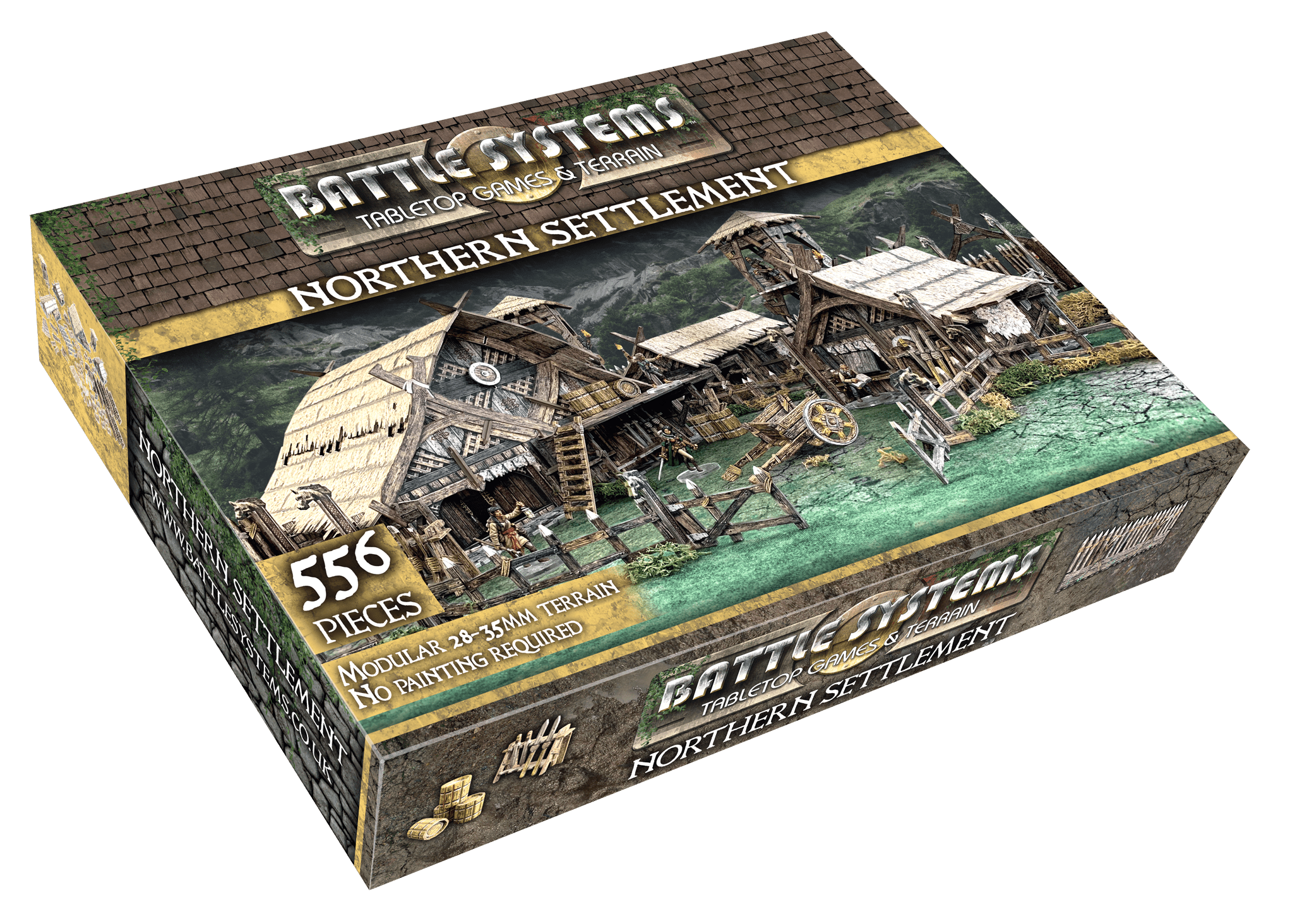Battle Systems Fantasy Terrain Northern Settlement Core Set - 28-35mm DND D&D RPG Wargames Historical / Fantasy Card Scenery