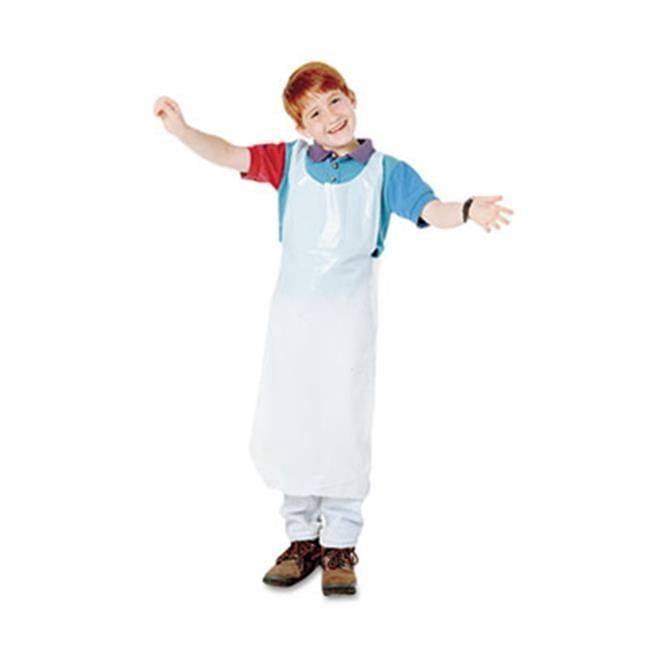 Baumgartens Bib Style Kids Disposable Aprons, White - Case of 100