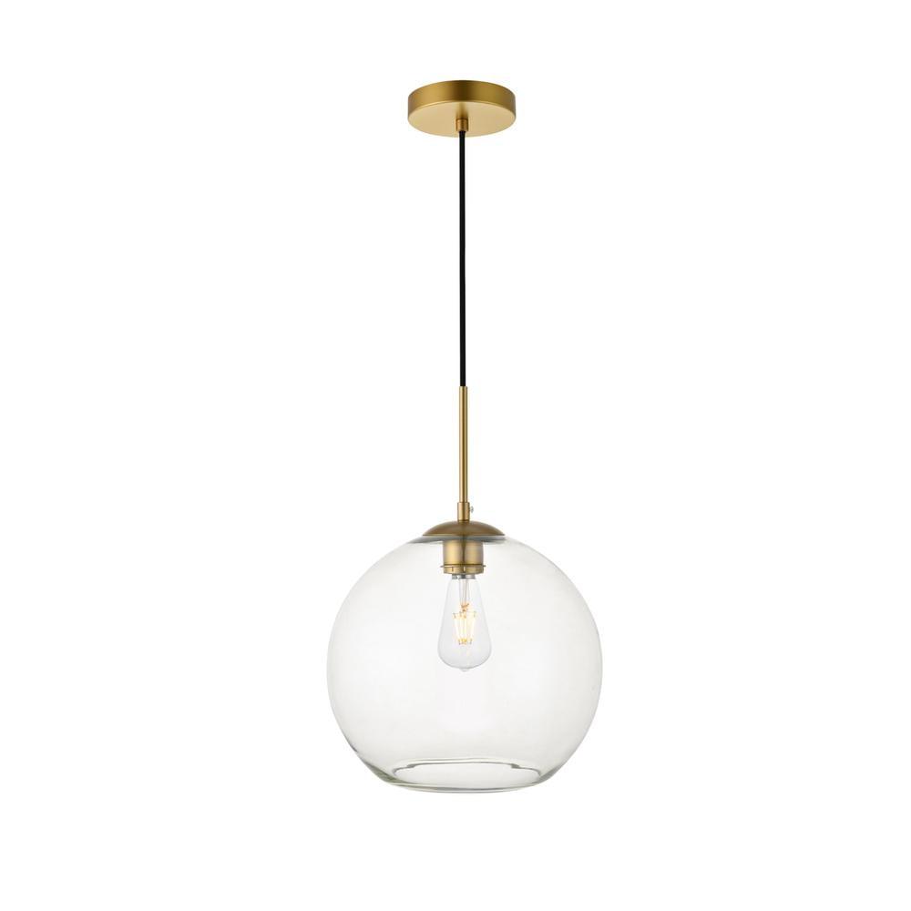 Baxter 1 Light Pendant Ceiling Light with Clear Glass, Brass