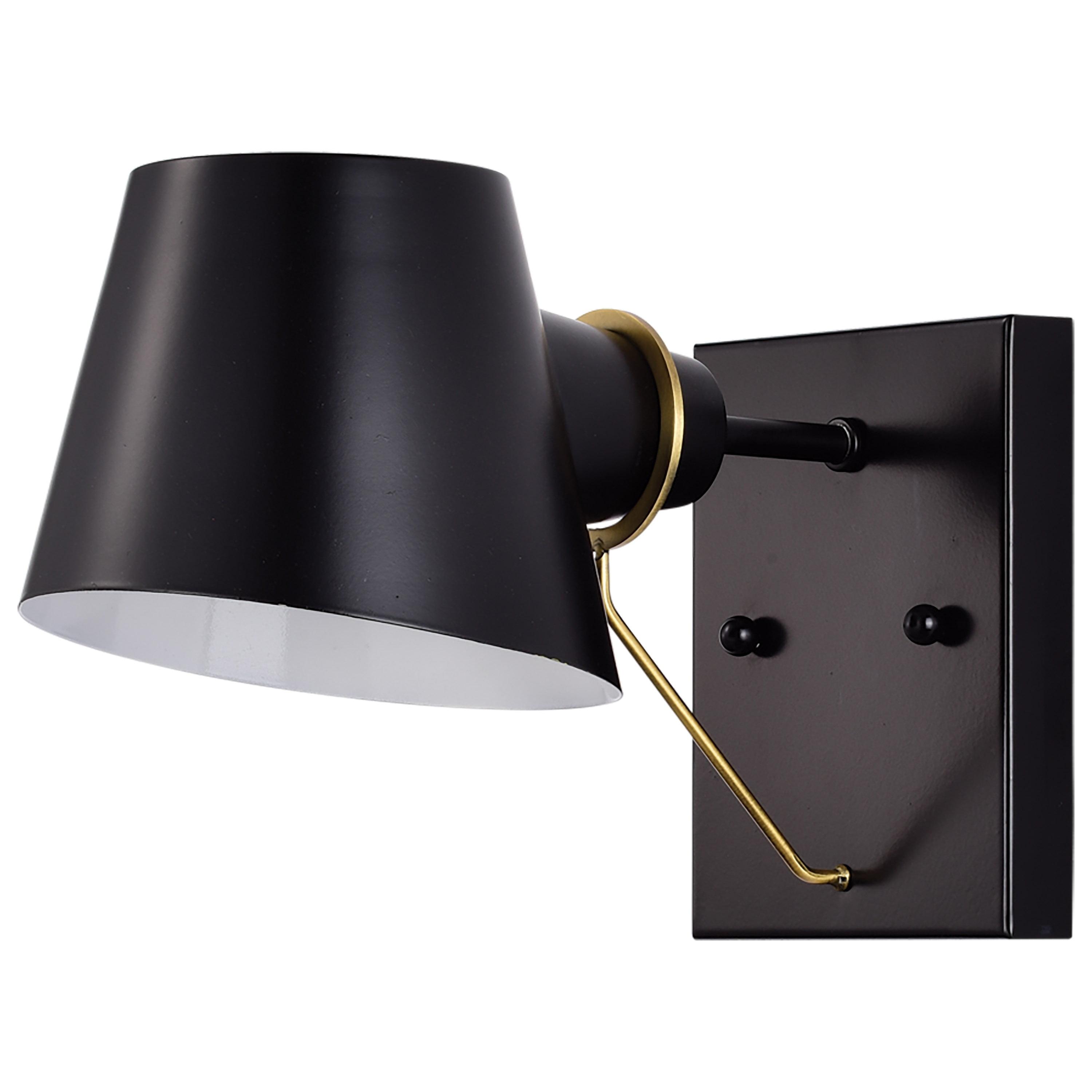 Baxter Black and Brass Cone Wall Sconce