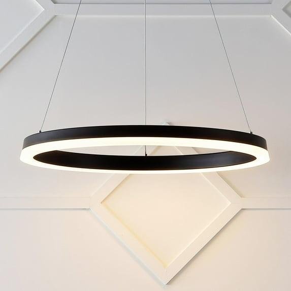 Brice 24" Round Integrated LED Metal Pendant, Matte Black