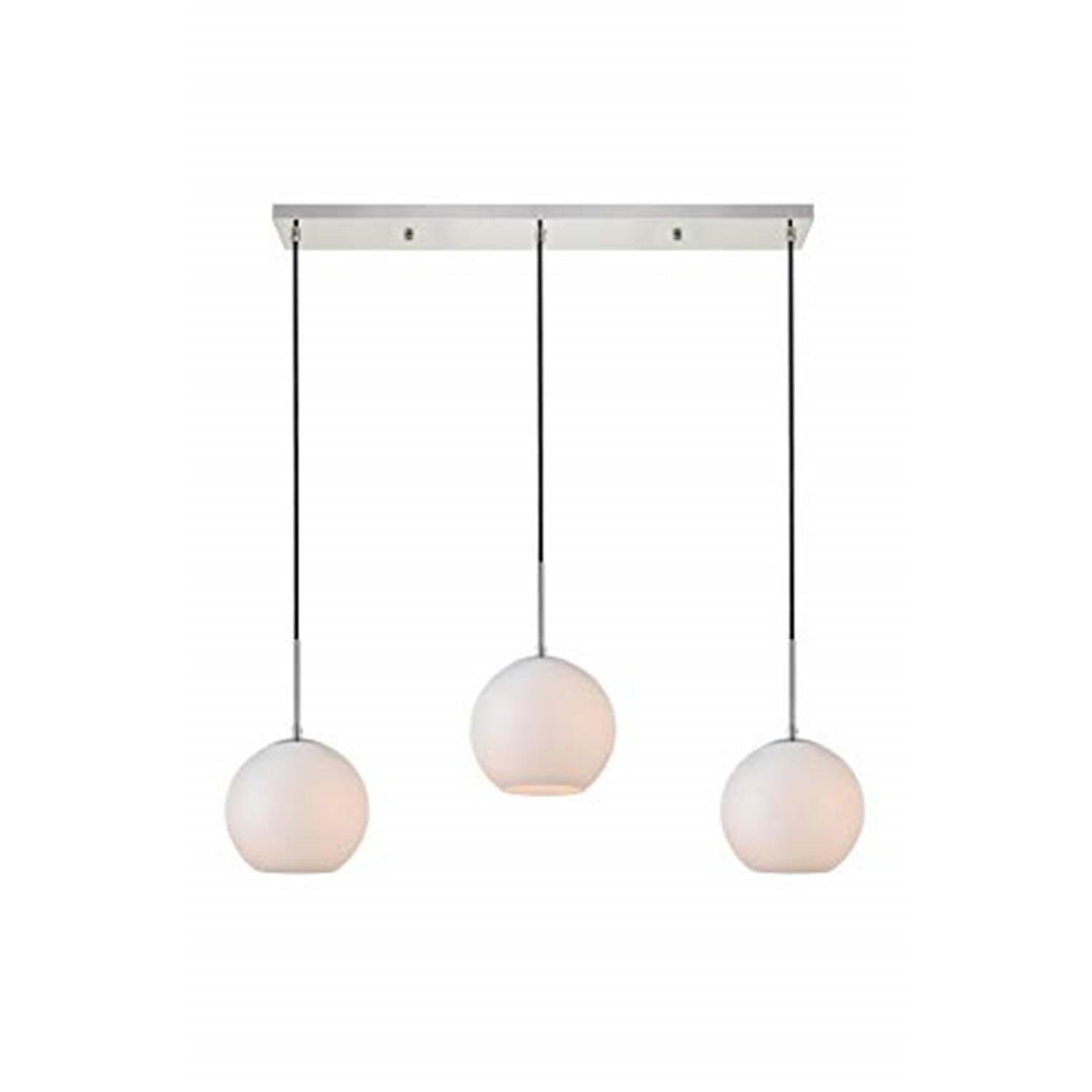 Elegant Lighting Baxter 3 Lights Chrome Pendant With Frosted White Glass