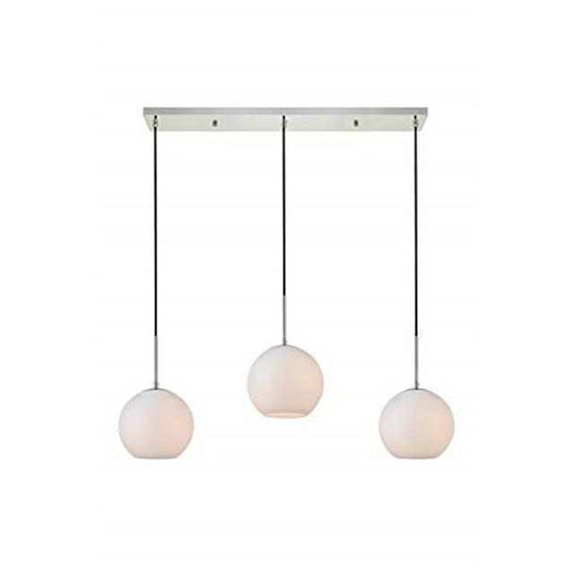 Elegant Lighting Baxter 3 Lights Chrome Pendant With Frosted White Glass