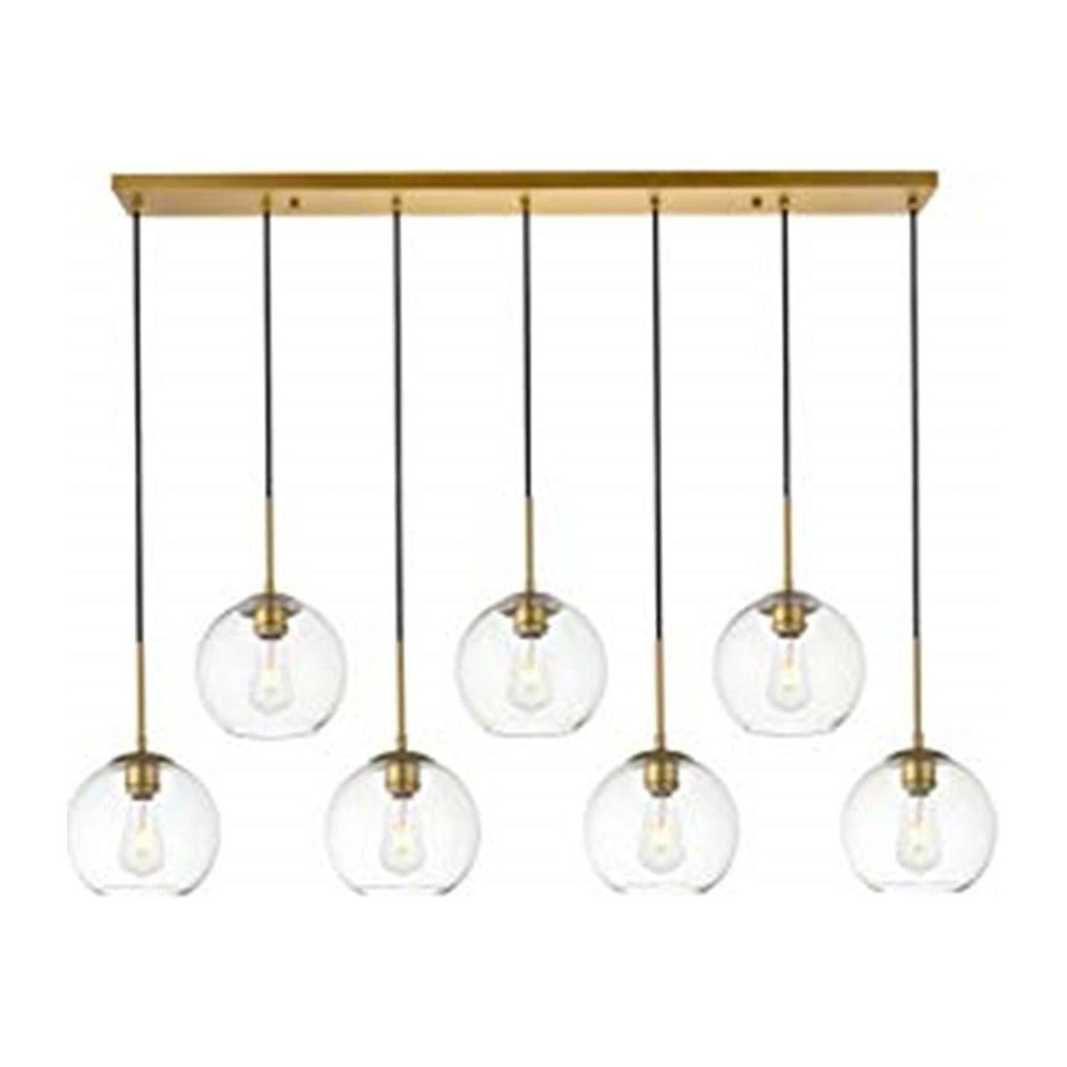 Baxter 7-Light Brass & Clear Glass Globe Pendant