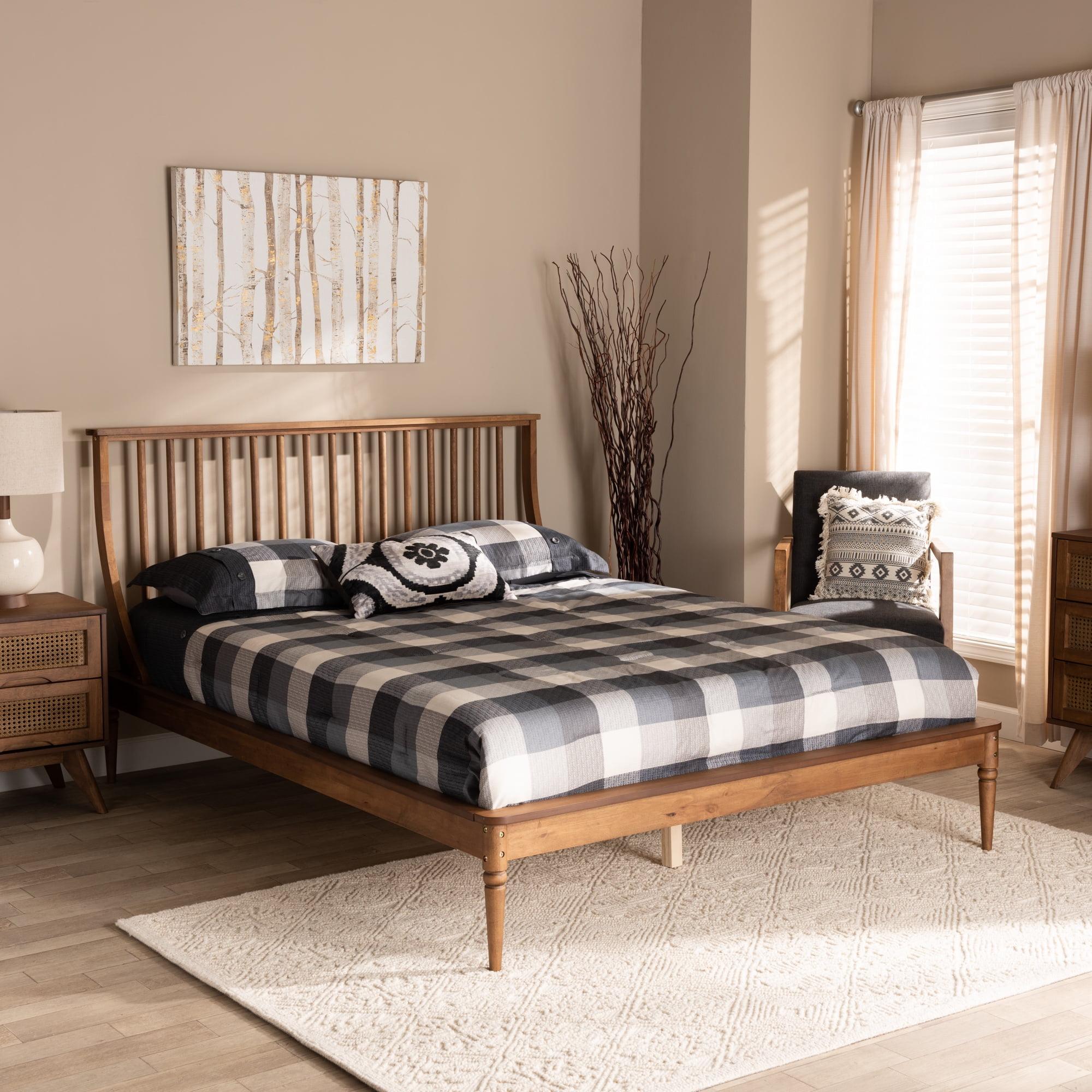 Baxton Studio Abel Classic and Traditional Transitional Walnut Brown Finished Wood Queen Size Platform Bed