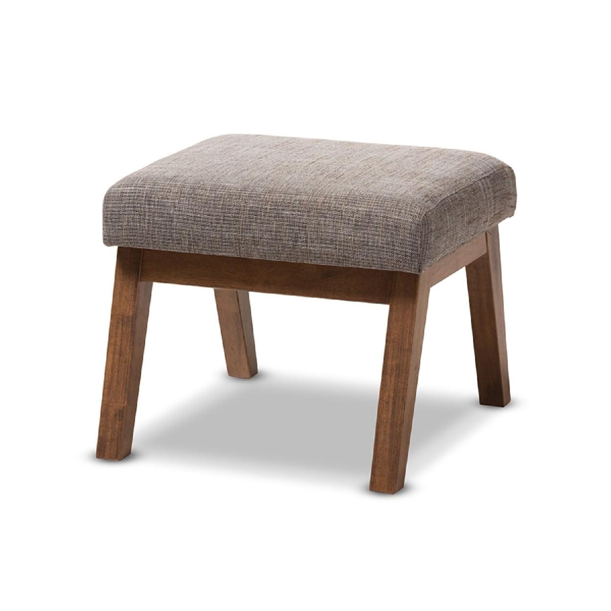 Aberdeen Walnut and Gravel Gray Upholstered Ottoman