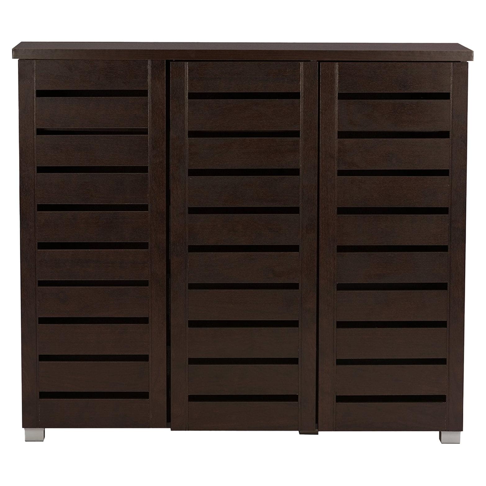 Adalwin Modern and Contemporary 3-Door Wooden Entryway Shoes Storage Cabinet: Organizer for 20 Pairs - Baxton Studio