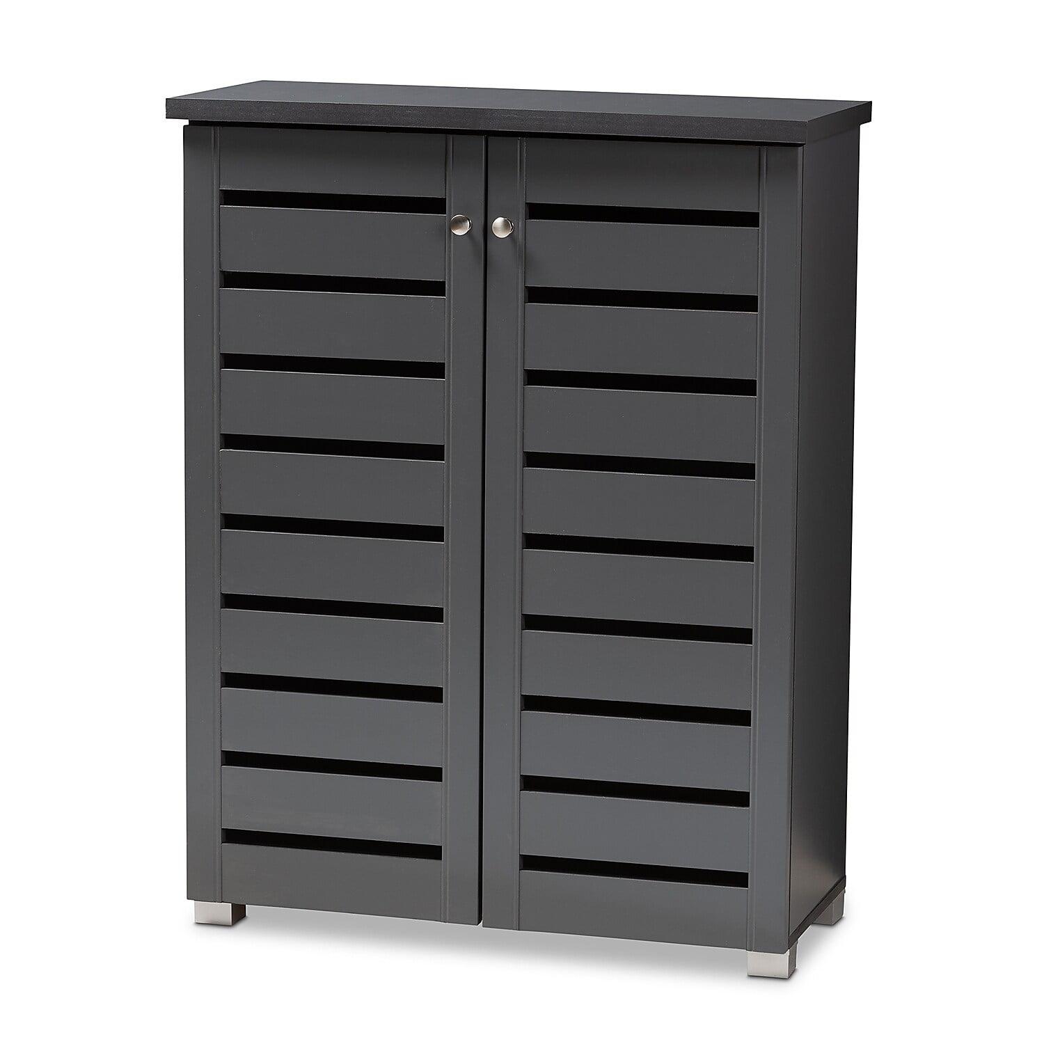 Baxton Studio Adalwin Modern and Contemporary Dark Gray 2-Door Wooden Entryway Shoe Storage Cabinet