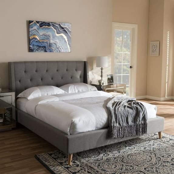 Adelaide Retro Modern Fabric Upholstered Platform Bed - Baxton Studio