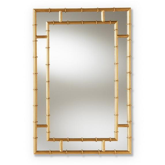 Baxton Studio Adra Modern and Contemporary Gold Finished Bamboo Accent Wall Mirror,Wholesale Interiors